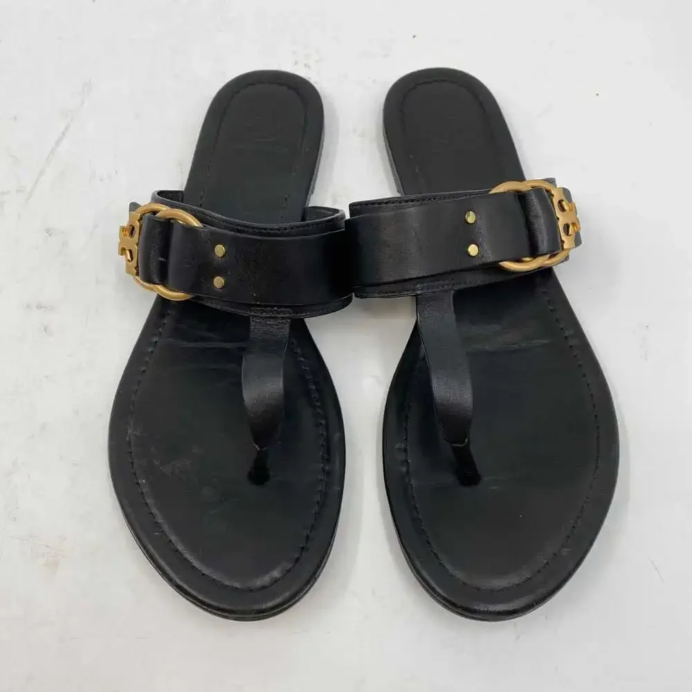 Tory Burch Black Leather Sandals | Marsden Buckle, Women’s US9